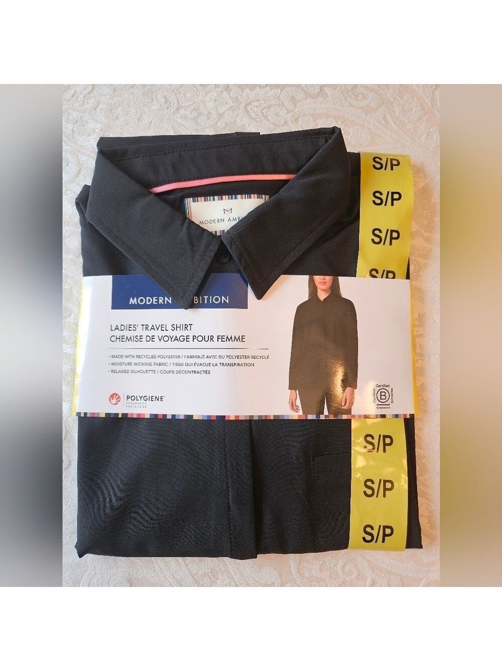 Size Small Modern Ambition Black Women's Travel Blouse, NWT, Buttons